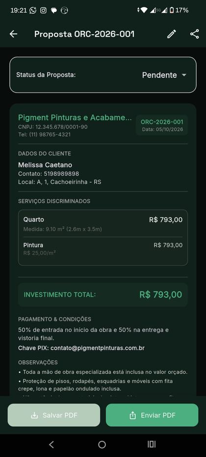 Proposta no PigmentApp